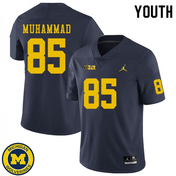 Youth Michigan Wolverines #85 Mustapha Muhammad Navy College Game Football Jersey